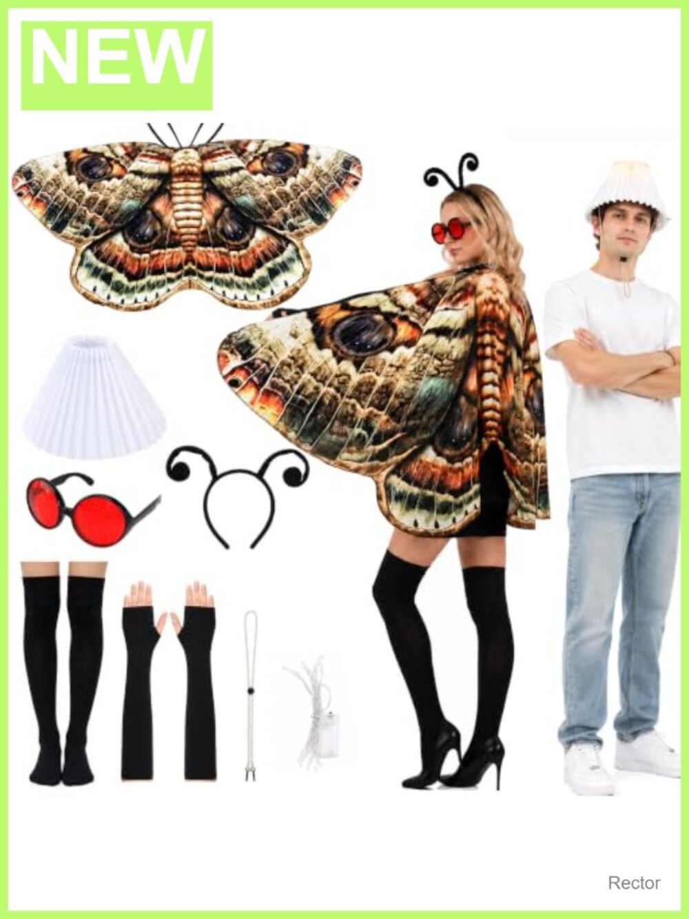 Moth and Lamp Couple Costume 8 Pc Set Halloween Cosplay Cape Headpiece